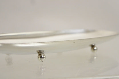 Vintage Mid Century Danish Modern Narrow Silver Plated Footed Dish Tray - 2 Pcs