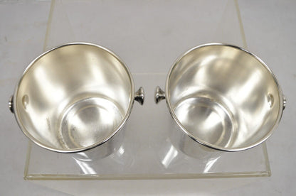 Mid Century Modern Small Silver Plated Champagne Wine Chiller Bucket  - a Pair