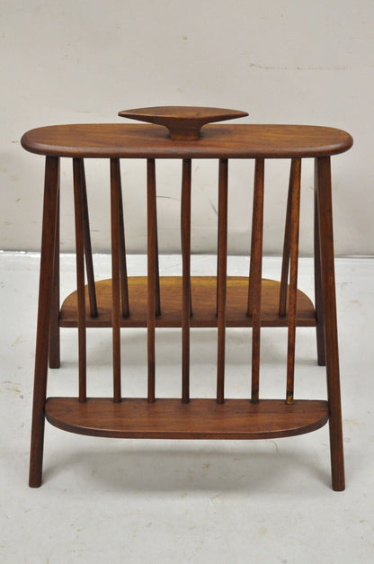 Arthur Umanoff Teak Wood Mid Century Danish Modern Compass Book Magazine Rack