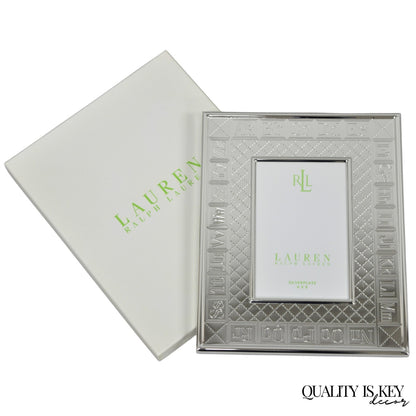Ralph Lauren Silver Plated 4x6 Picture Frame MacKenzie Quilt Alphabet Motif NIB