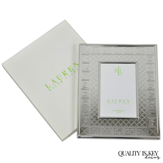 Ralph Lauren Silver Plated 4x6 Picture Frame MacKenzie Quilt Alphabet Motif NIB