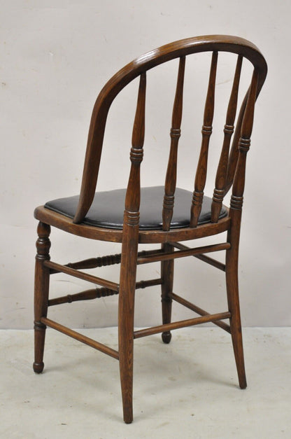 Antique Oak Wood Bowed Windsor Dining Side Chair by Northwestern Mfg.