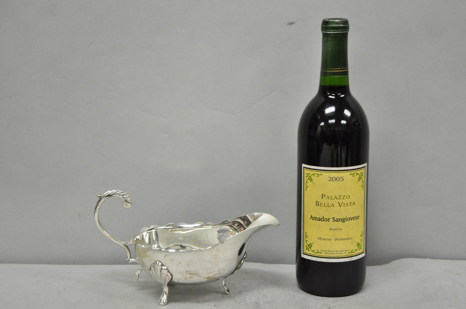 Vintage Victorian Style Silver Plated Footed Gravy Sauce Boat With Handle