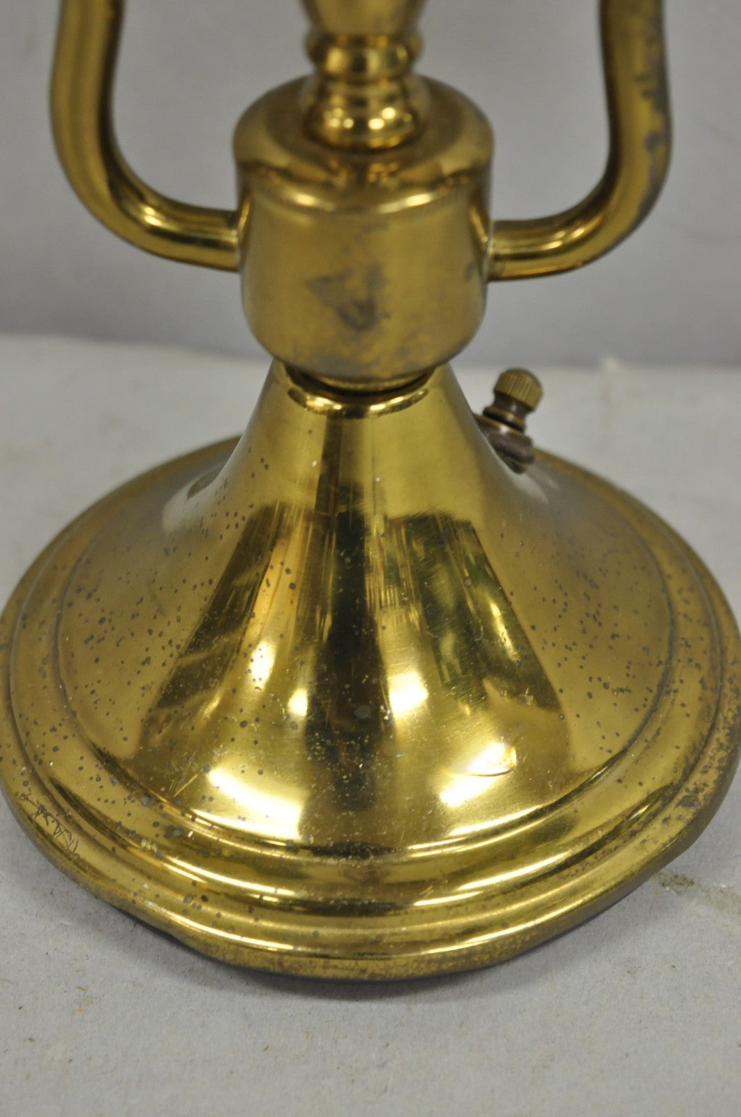 Vintage French Empire Federal Style Small Brass Bouillotte Tole Desk Table Lamp