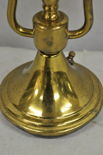 Vintage French Empire Federal Style Small Brass Bouillotte Tole Desk Table Lamp