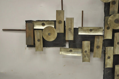Mid Century Modern Brutalist Steel Metal 48" Wall Sculpture after Curtis Jere