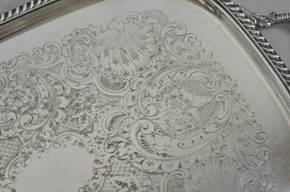 Vintage Sheffield Victorian Silver Plated Twin Handle Bar Serving Platter Tray