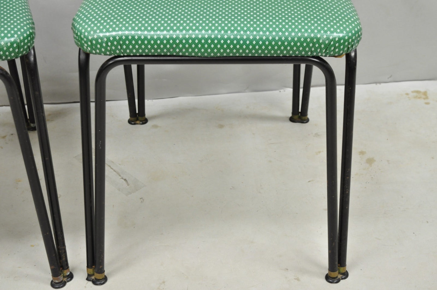 Vintage Daystrom Mid Century Modern Black Metal Kitchen Dining Chairs, Set of 6