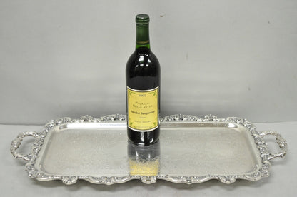 Vintage Old English Poole Silver Plated Footed Narrow Serving Platter Bar Tray
