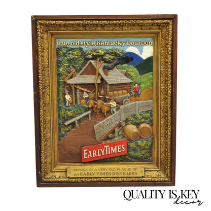 Vintage Early Times Kentucky Bourbon Whiskey Plaster Replica Art Painting Plaque