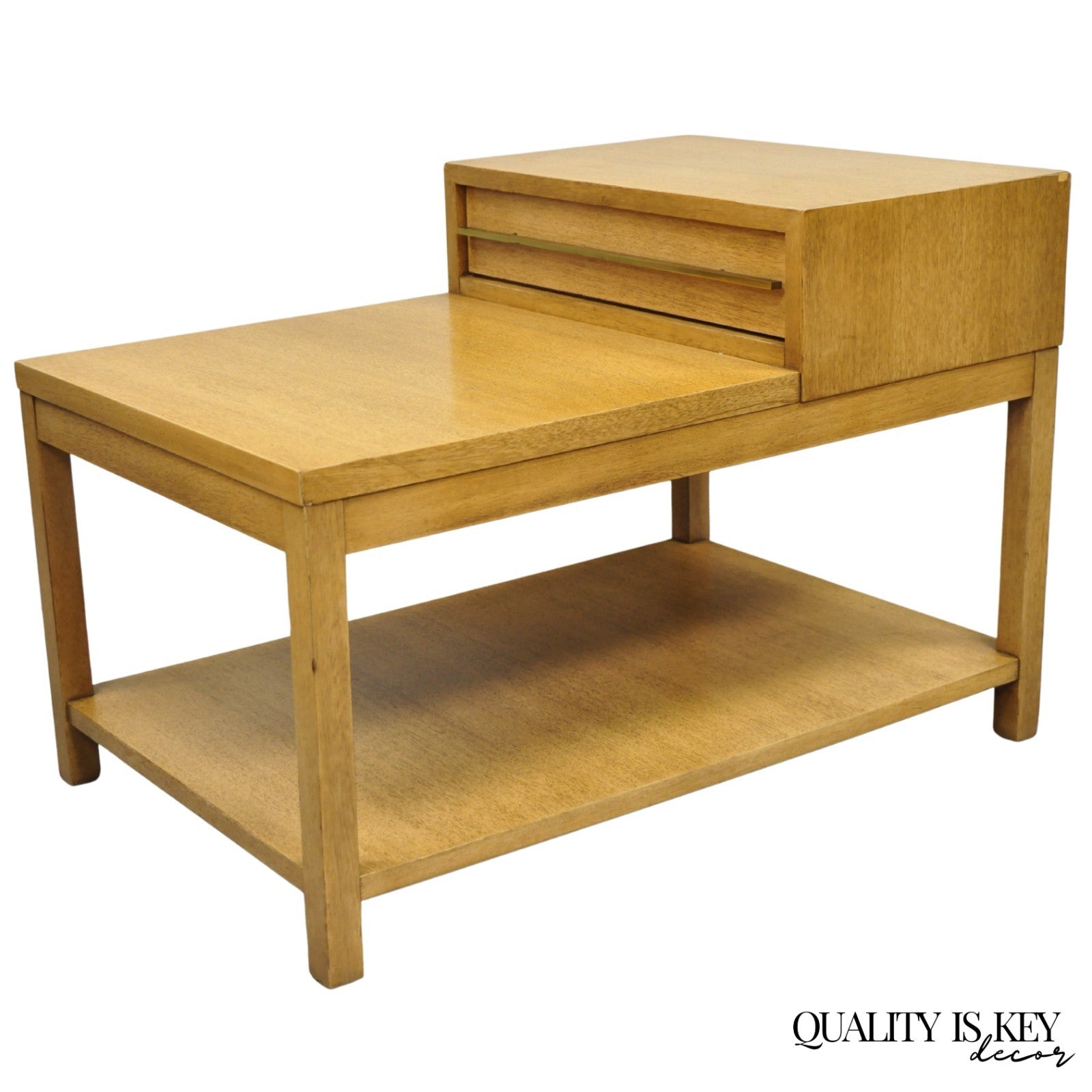 American of Martinsville Blonde Mahogany Mid Century Modern Step Up End Table