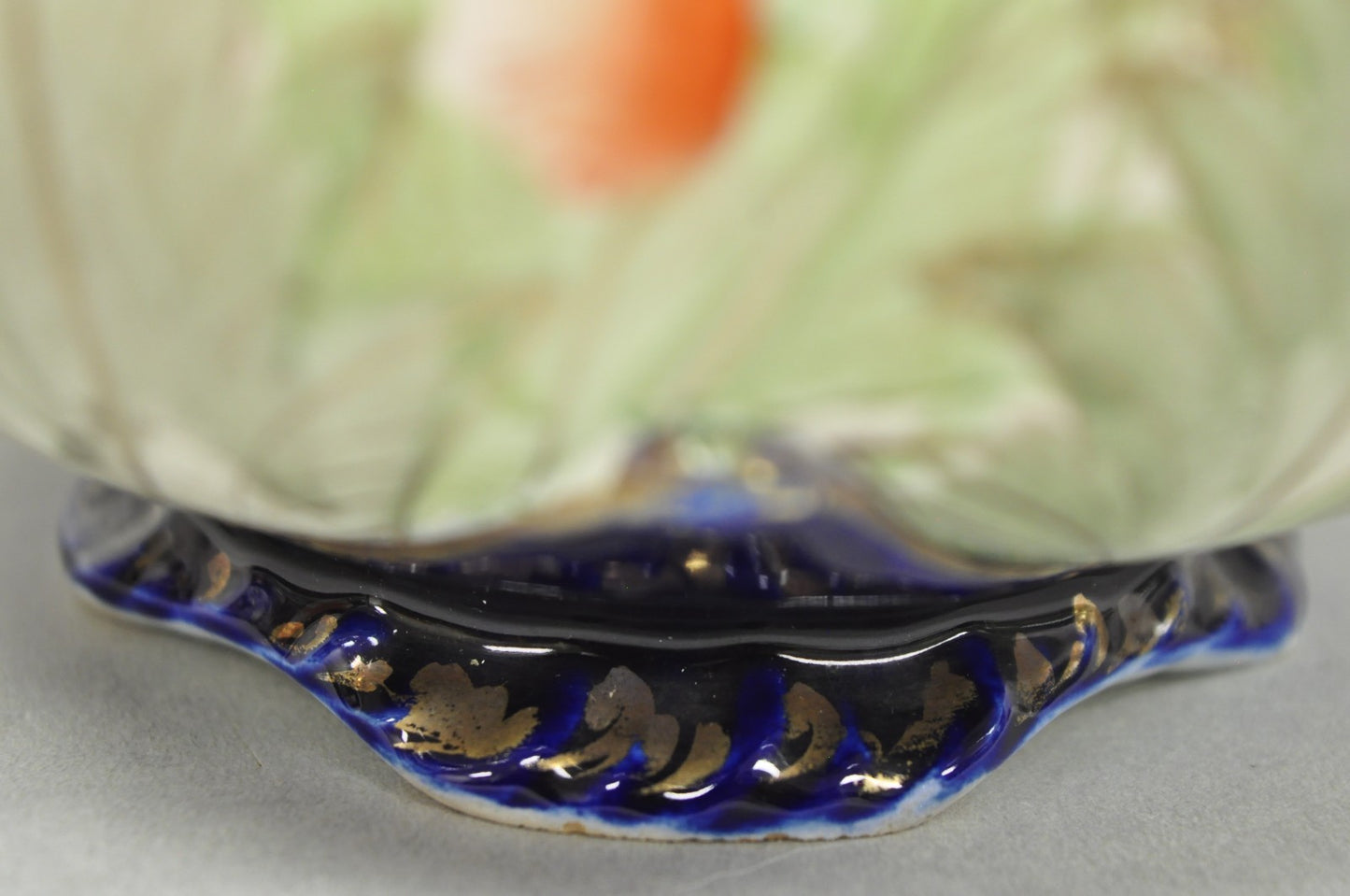 Antique Royal Nippon Hand Painted Nishiki Cobalt Blue Floral Vase With Stopper