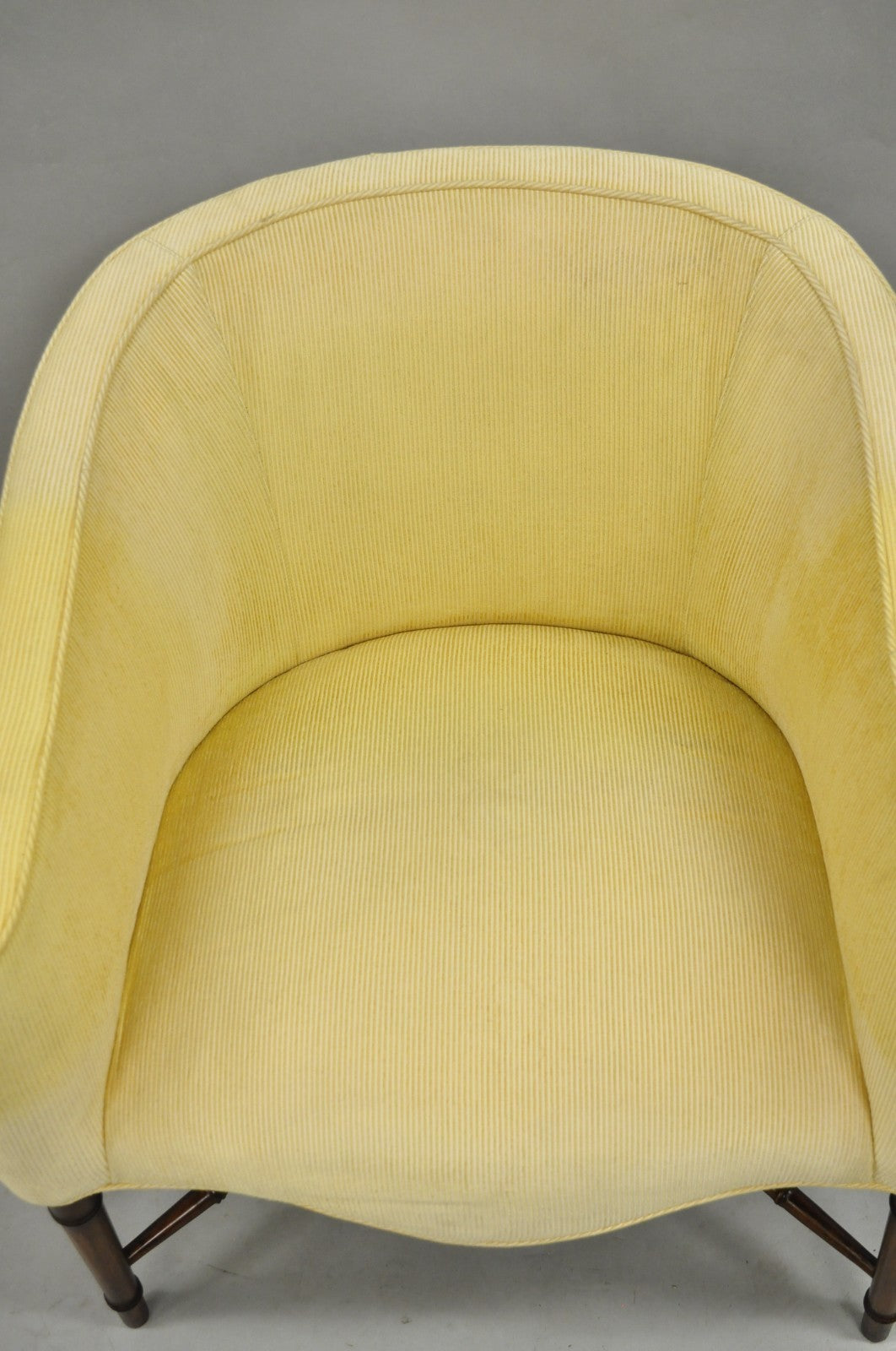 Vintage Faux Bamboo Hollywood Regency Barrel Back Club Lounge Chairs - a Pair