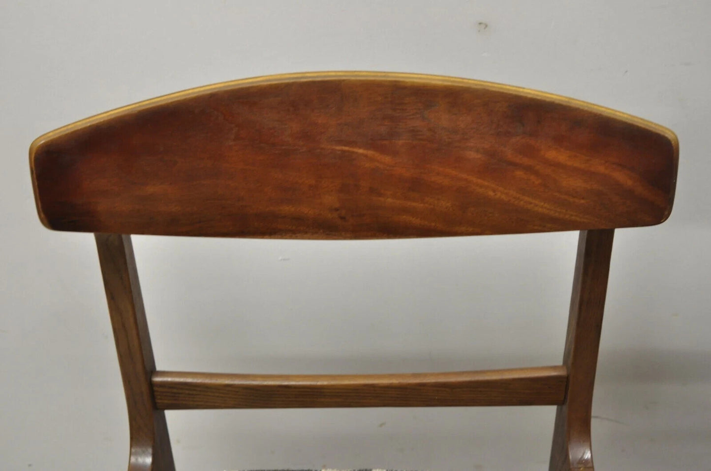 Vintage Mid Century Modern Walnut & Oak Sculptural Dining Side Chairs - a Pair