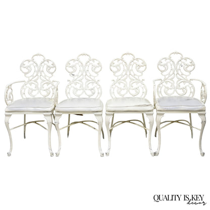Vintage Art Nouveau Style Trojan Scrolling Cast Aluminum Dining Chairs Set of 4