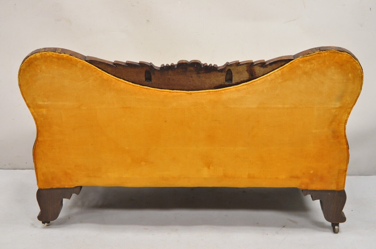 Antique American Empire Cornucopia Carved Mahogany Slipper Bench - a Pair