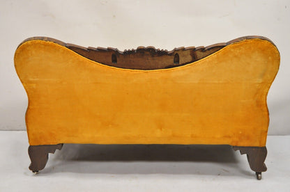Antique American Empire Cornucopia Carved Mahogany Slipper Bench - a Pair