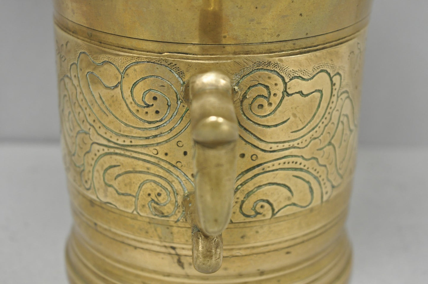 Vintage Primitive Solid Brass Mortar & Pestle Apothecary Medicine Herb Grinder