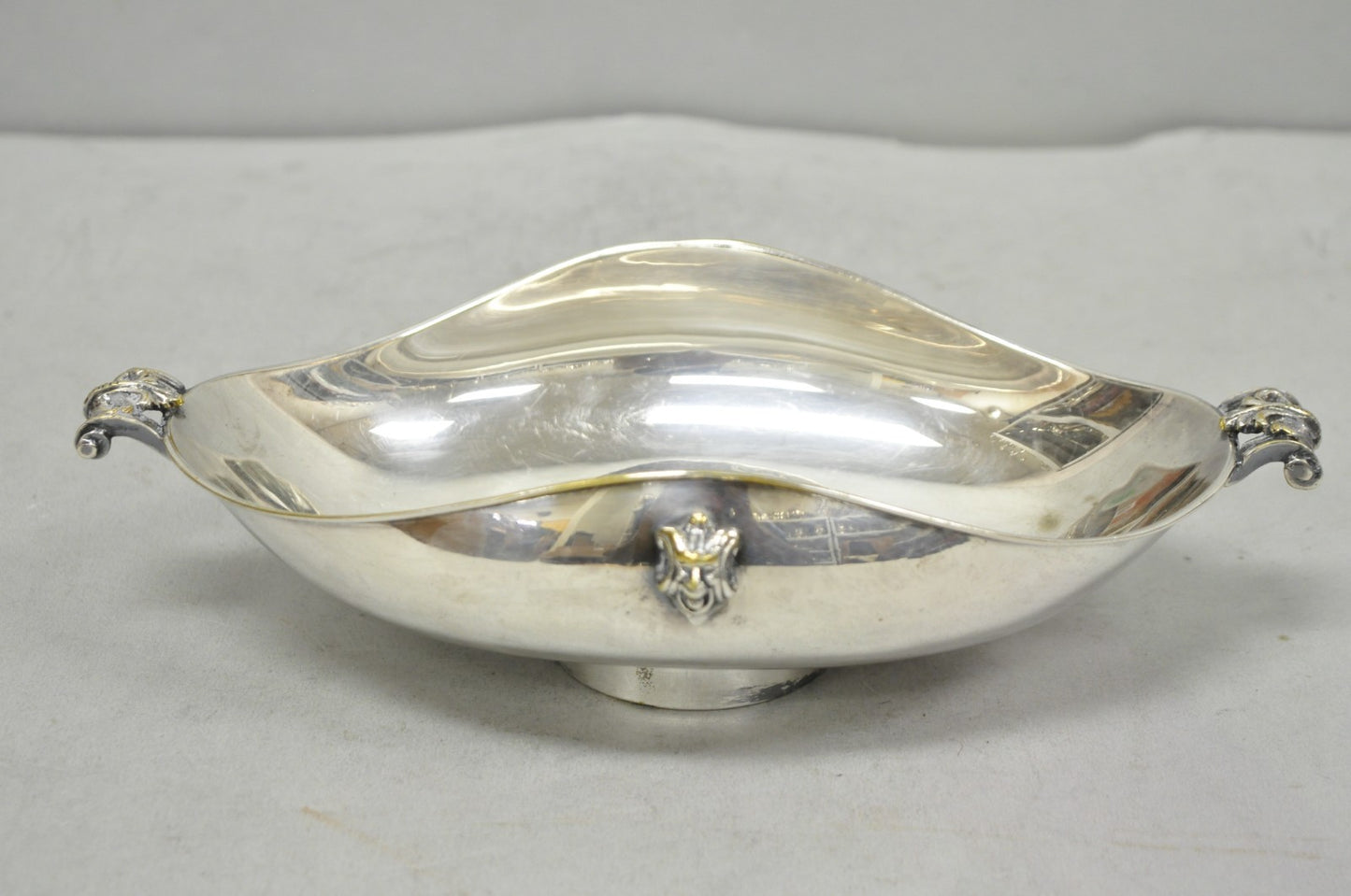 Vintage Regency Style Italian ARG 1000 Silver Plated Compote Fruit Bowl w/ Faces