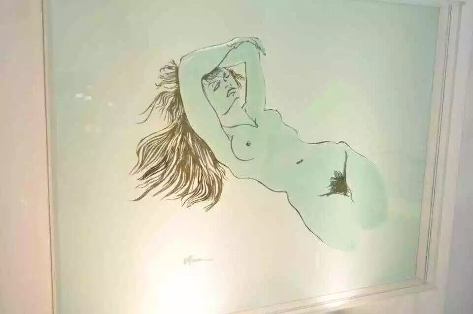 Eugene Massin Large Acrylic Lucite Nude Woman Wall Art Light Box Sculpture 45x51