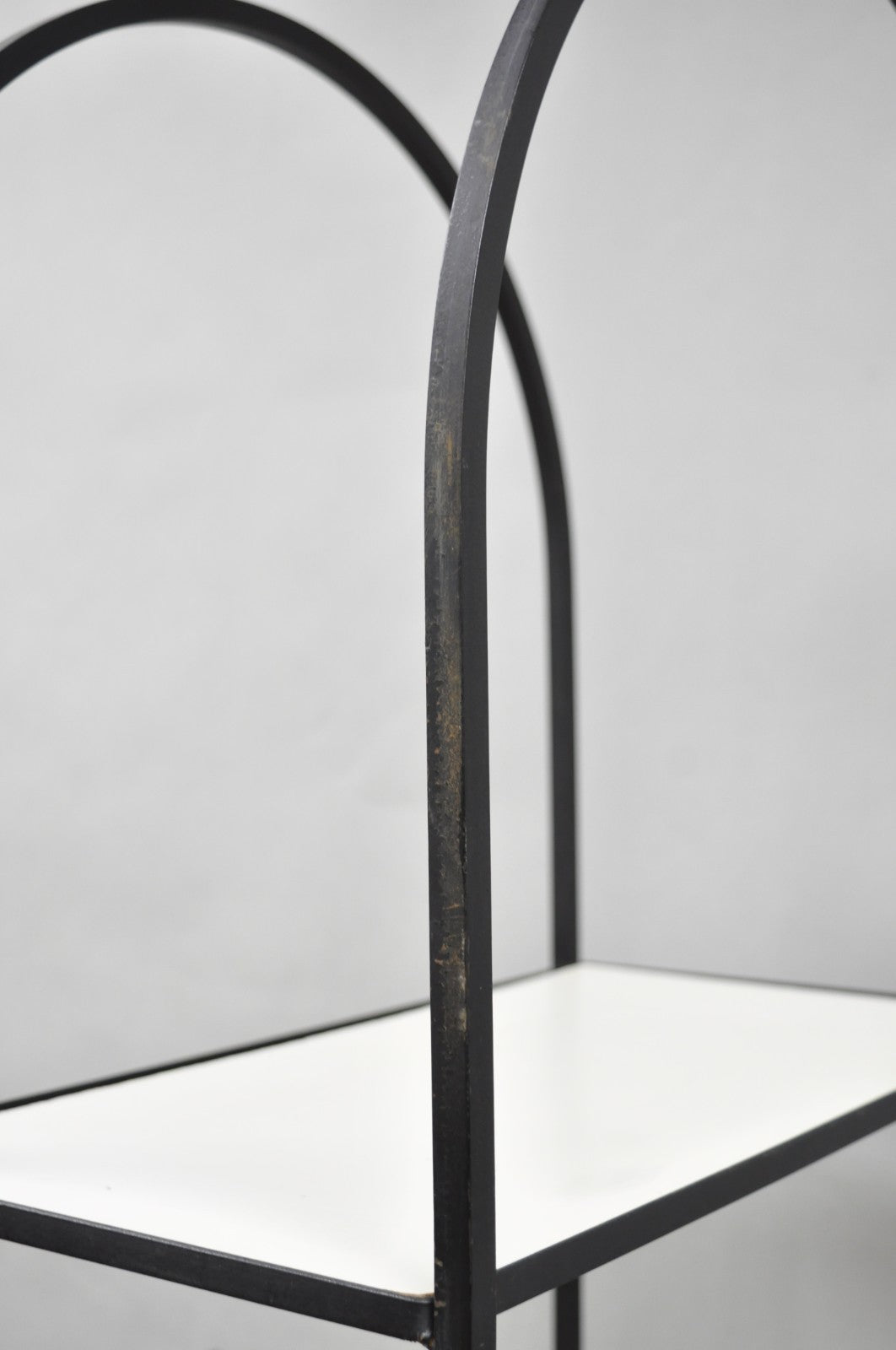 Vintage Mid Century Modern Narrow Arched Wrought Iron Etagere Bookcase - a Pair