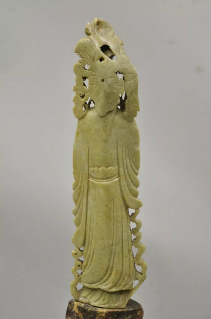 Chinese Carved Soapstone Guanyin Kwan Yin 15" Tall Figurine Statue Sculpture
