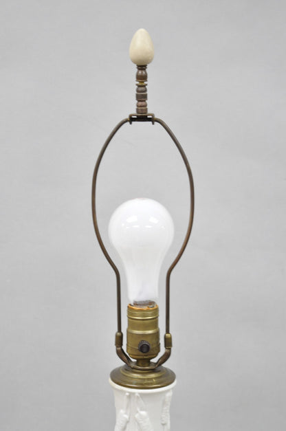 Vintage French Bisque White Porcelain Maritime Figural Cherubs Table Lamp