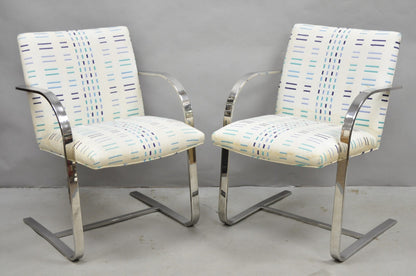 Vintage Mid Century Modern Brno Style Chrome Cantilever Baughman Arm Chair Pair