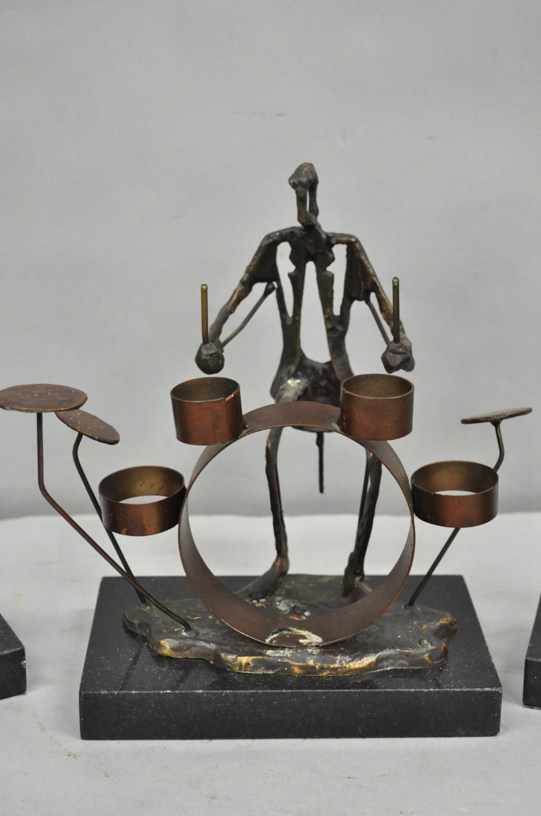 Contemporary Brutalist Style Bronze & Marble Jazz Musician Band Figures 6 Pc Set