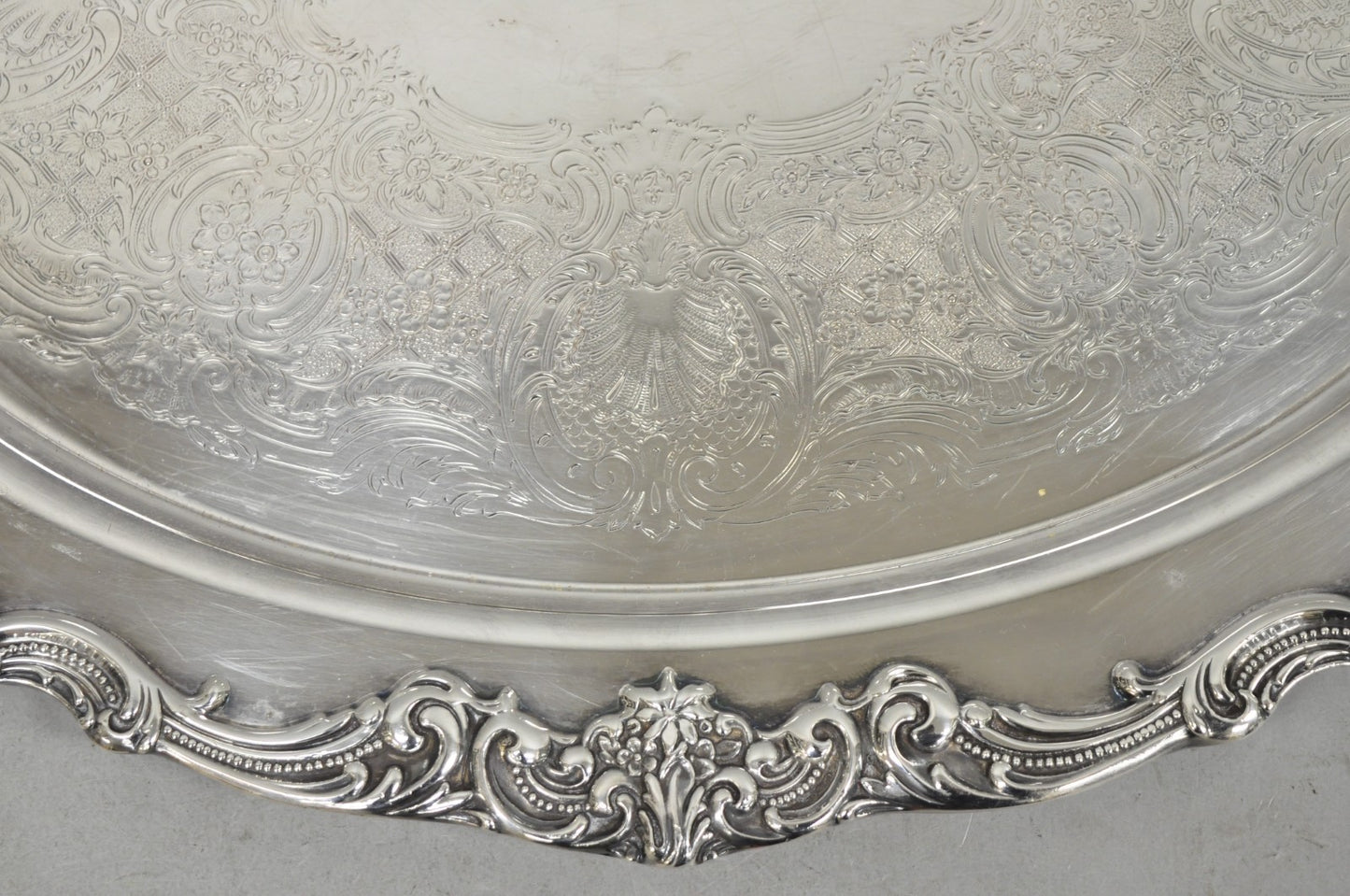 Vintage Reed & Barton 1955 Victorian Silver Plated Oval Bar Serving Platter Tray