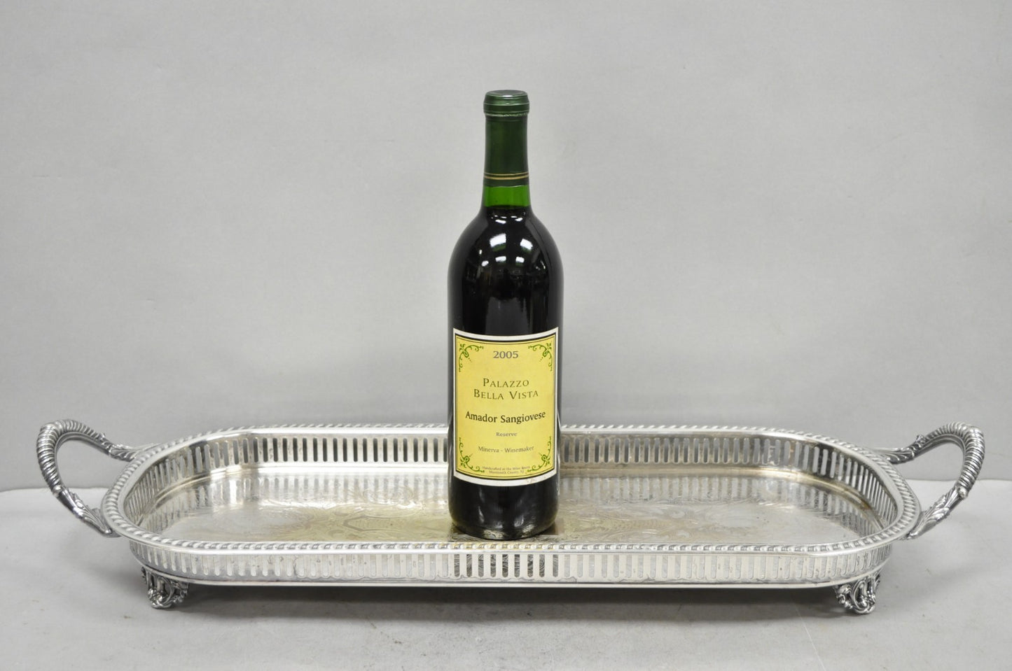 Vintage Amston Victorian Silver Plated Narrow Bar Tray Serving Platter