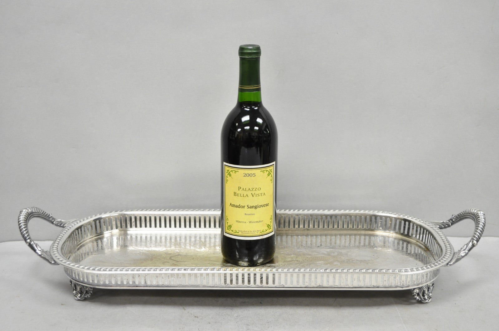 Vintage Amston Victorian Silver Plated Narrow Bar Tray Serving Platter