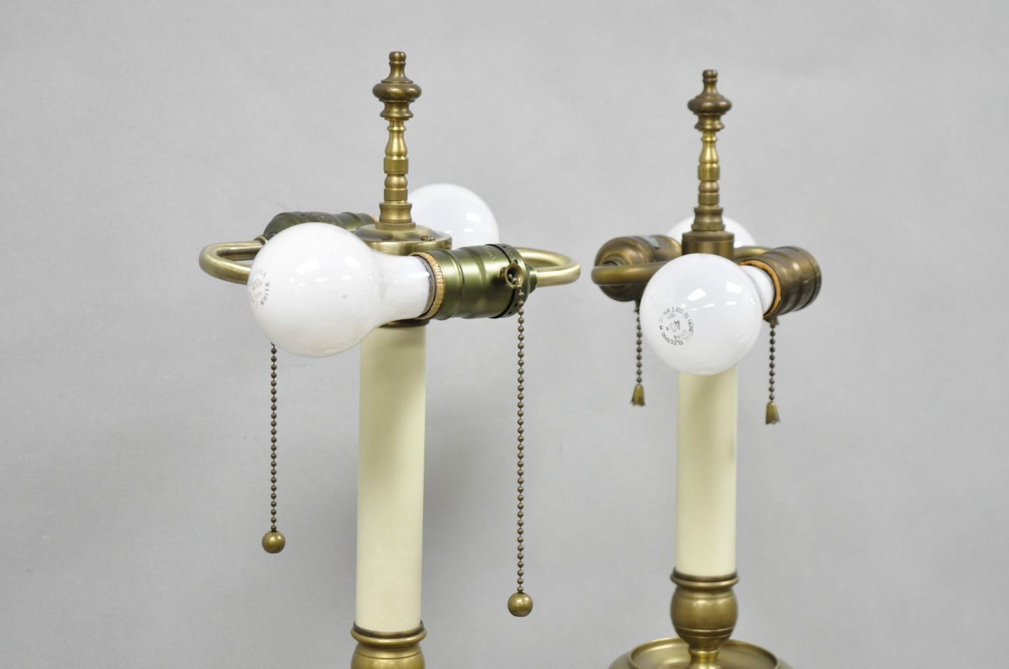 Vintage Federal Style Brass Candlestick Urn Form Table Lamps, Japan - a Pair