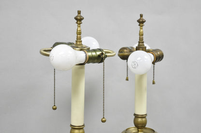 Vintage Federal Style Brass Candlestick Urn Form Table Lamps, Japan - a Pair