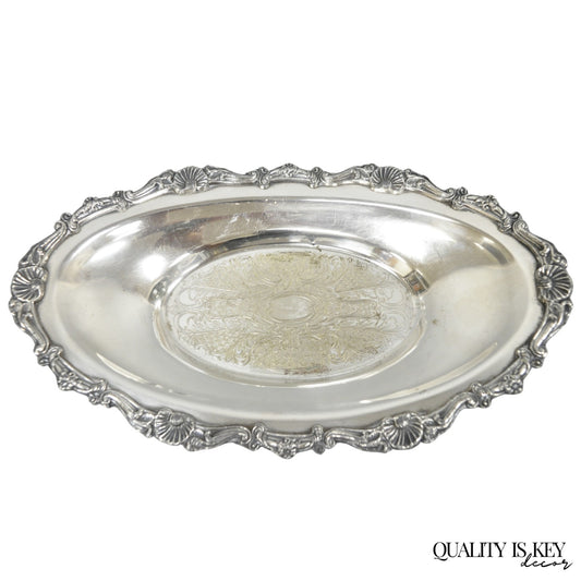 Vintage Victorian Style Silver Plated Oval 13.5" Trinket Serving Dish (C)