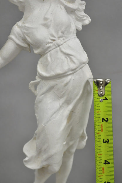 Antique French Renaissance White Painted Metal "Musicians" Table Lamps - a Pair