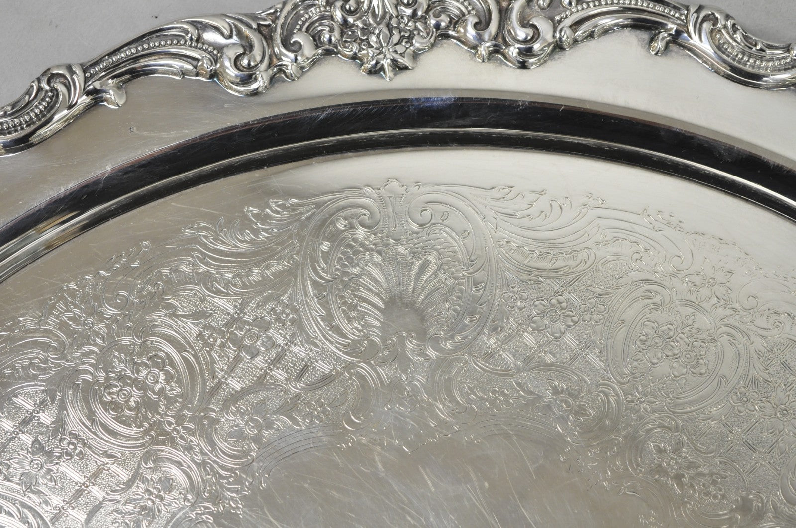 Vintage Reed & Barton 1955 Victorian Silver Plated Oval Bar Serving Platter Tray
