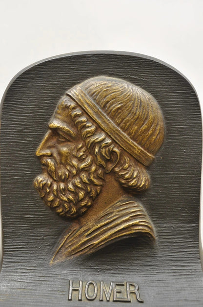 Vintage Bradley & Hubbard Cast Iron Dante and Homer Bookends - a Pair