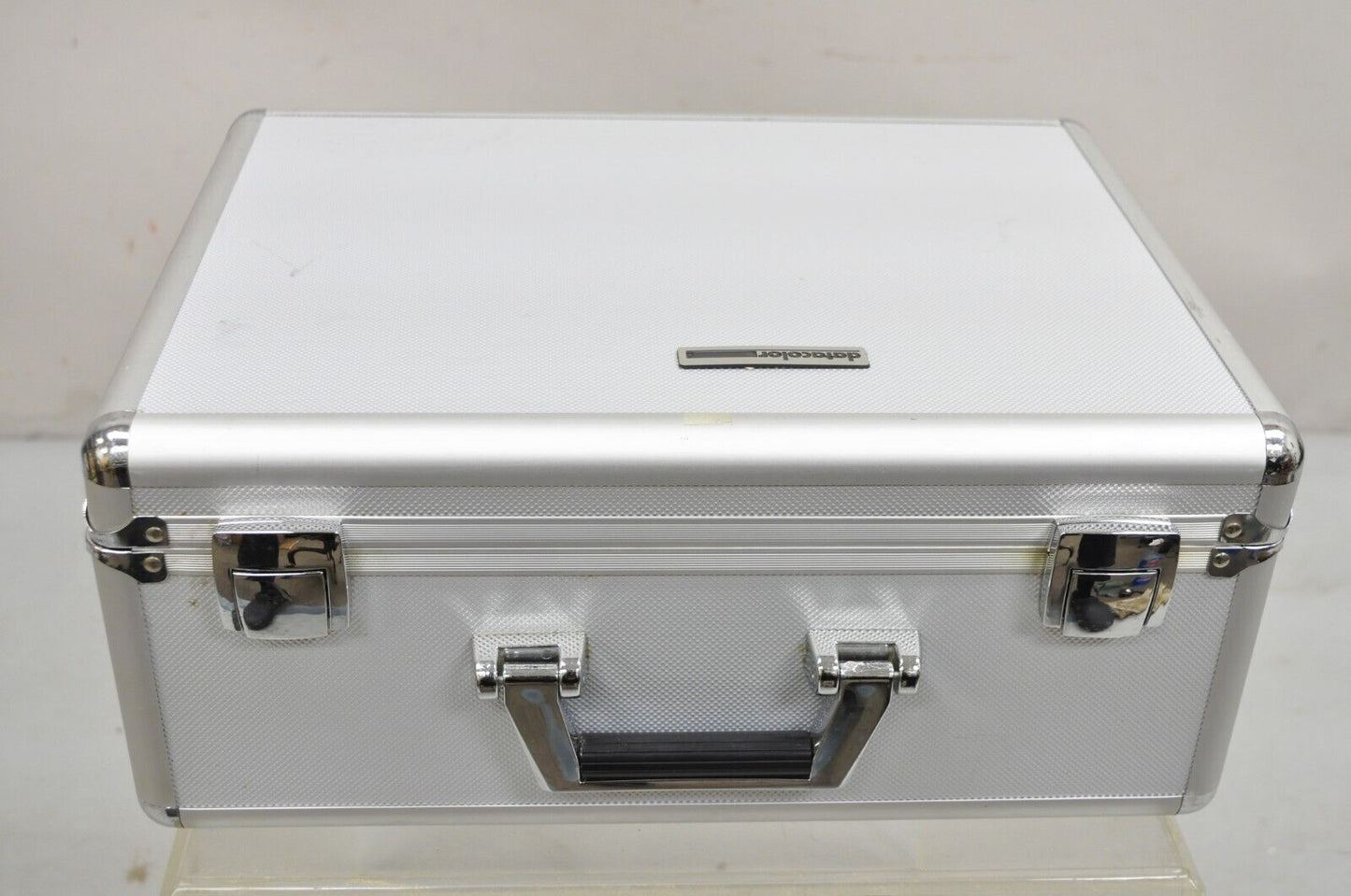 Modern Silver Aluminum Metal 17" Carrying Case Storage Box