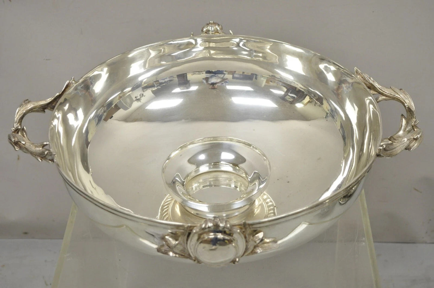 English Victorian Royal Castle Silver Plated Ice Bowl & Champagne Chiller Bucket