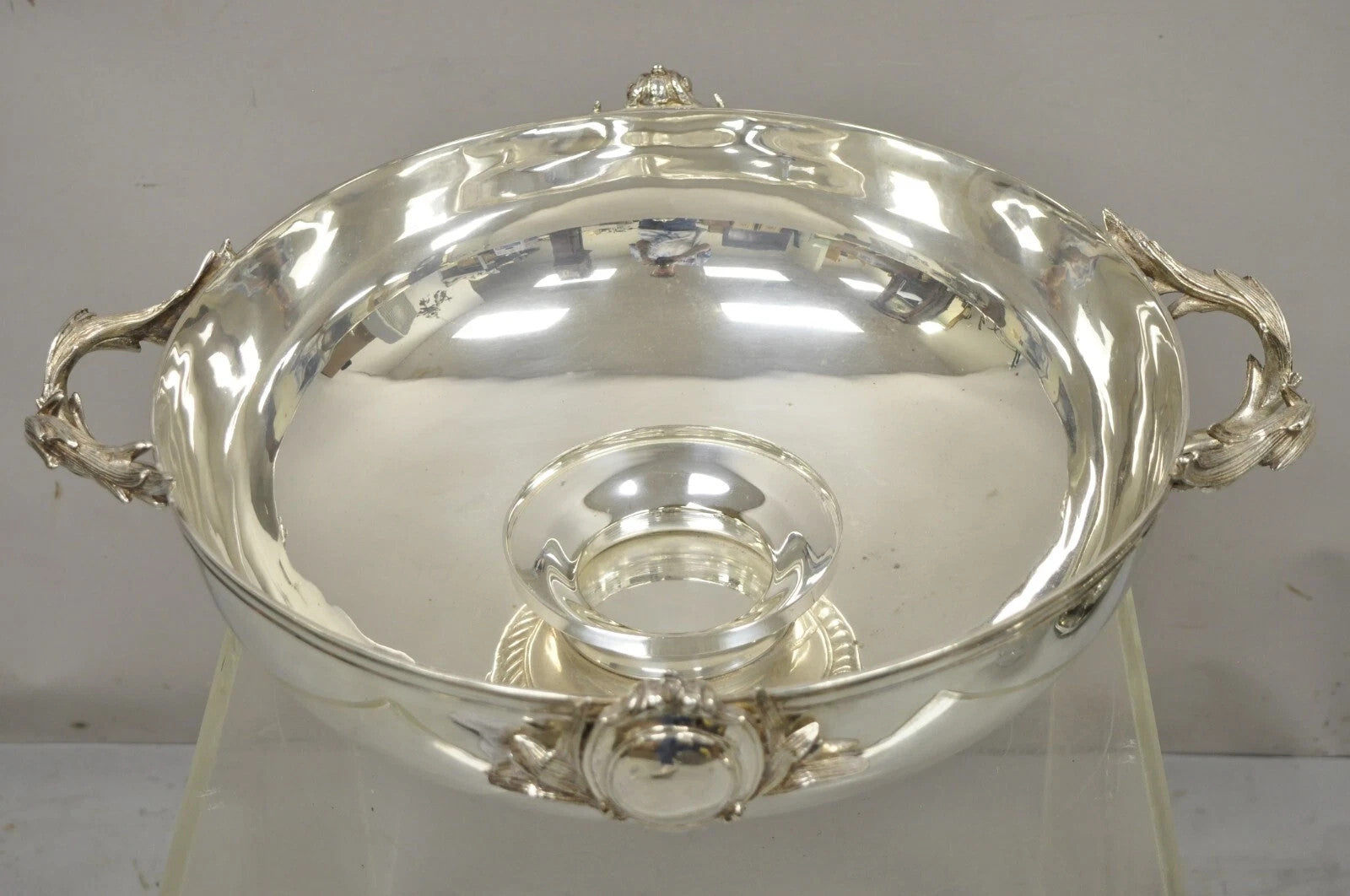 English Victorian Royal Castle Silver Plated Ice Bowl & Champagne Chiller Bucket