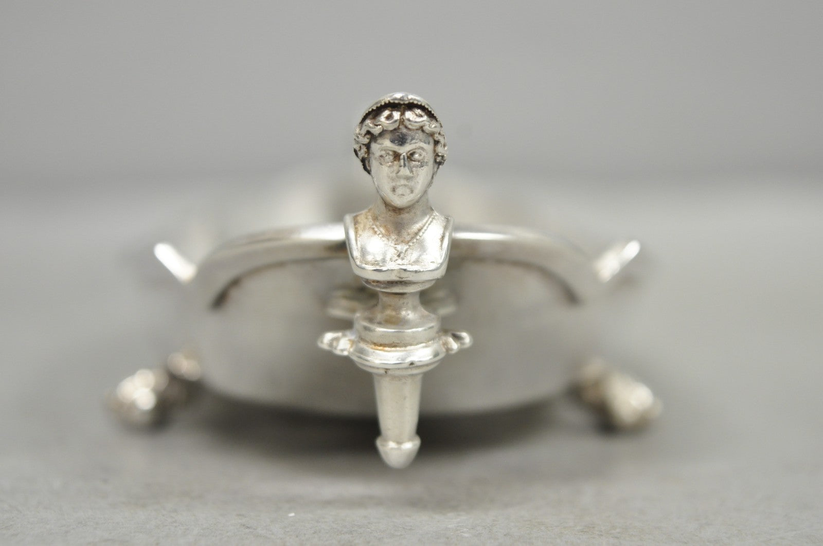 Antique French Renaissance Small Silver Plated Figural Twin Handle Trinket Dish