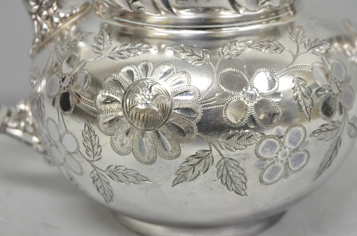 Antique Meriden B Co French Renaissance Silver Plated Figural Tea Set - 7 Pcs