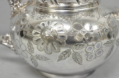 Antique Meriden B Co French Renaissance Silver Plated Figural Tea Set - 7 Pcs