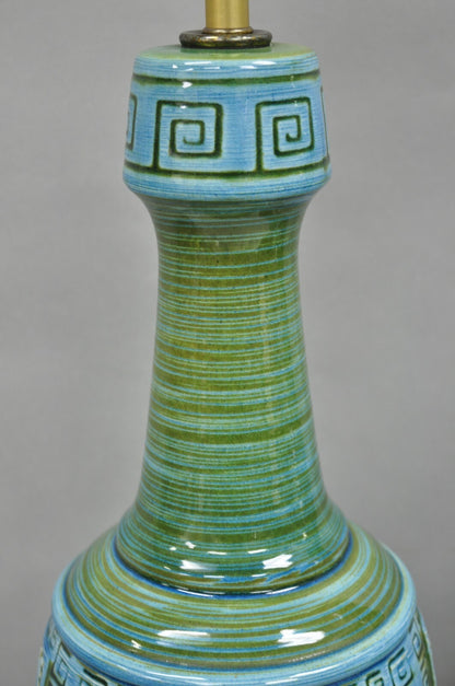 Vintage Royal Haeger Mid Century Modern Ceramic Turquoise Green Table Lamp Pair