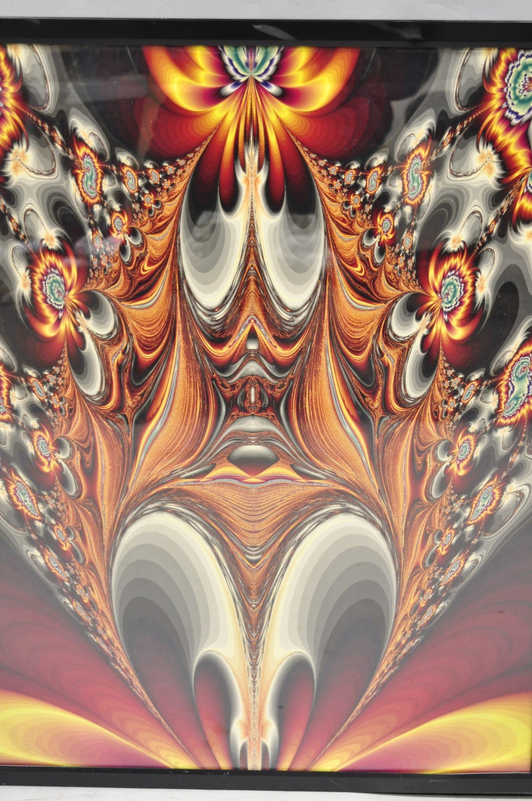 Vintage 1990s Illuminated Shadowbox Psychedelic Wall Art Framed Poster 30x24