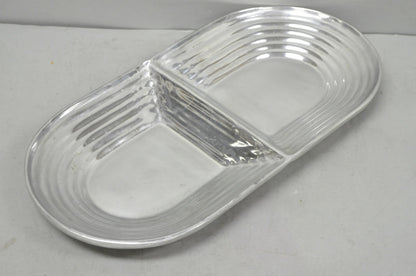 Vintage Mid Century Modern Art Deco Cast Aluminum 2 Section Serving Dish Platter