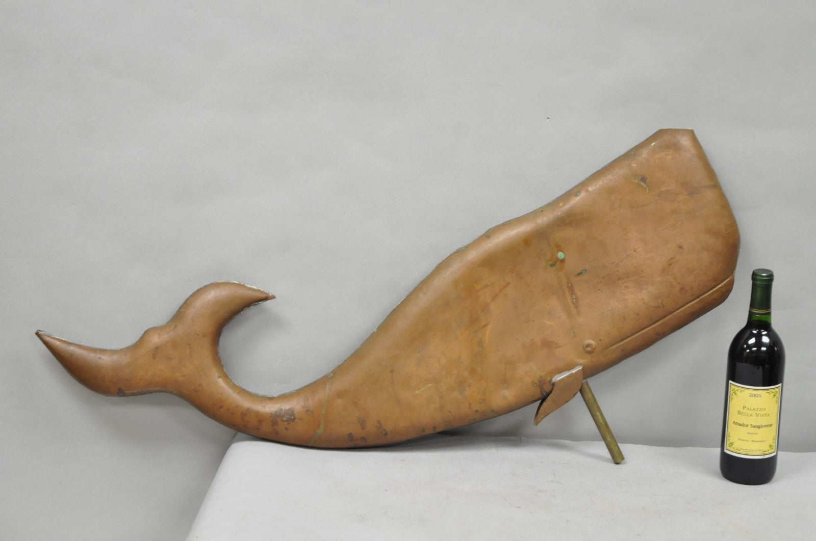 Antique Arts & Crafts Moby Dick "Whale" Copper Metal 37" Weathervane