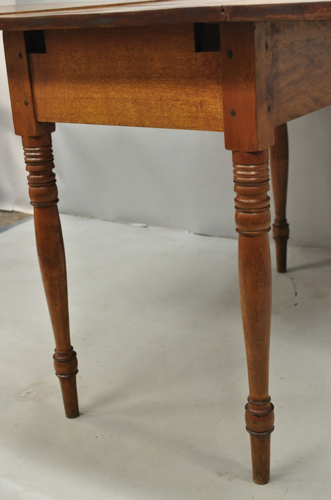 Antique French Country Farmhouse Cherry Wood Drop Leaf Extension Dining Table