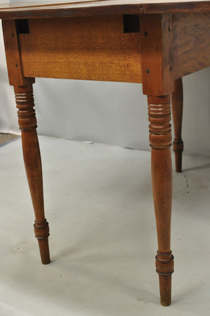 Antique French Country Farmhouse Cherry Wood Drop Leaf Extension Dining Table